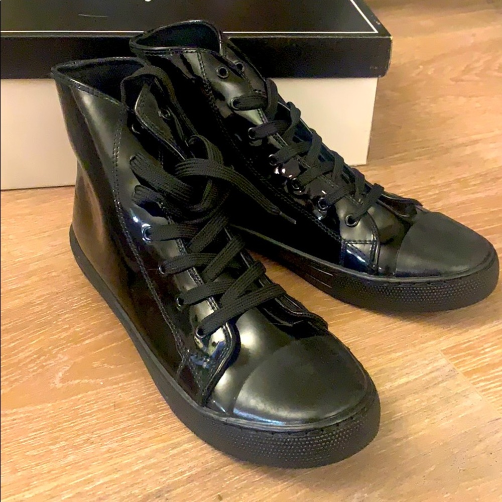 Black patent narnia sneakers ankle high tops 7